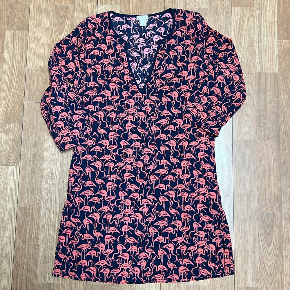 J Crew Tissue Tunic In Flamingo Pattern - image 3